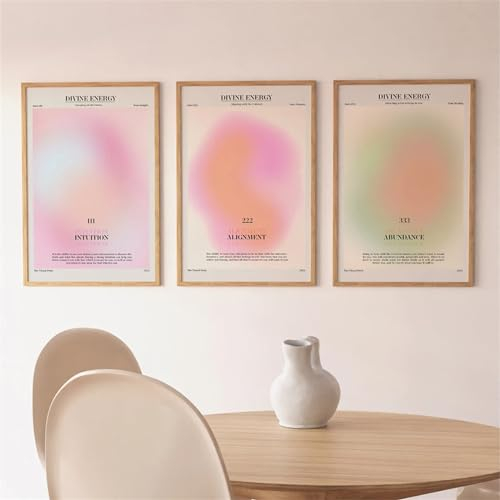 Uixxducc 3er Bunte Farbverlauf Aura Poster Set, Aura Poster Set Bilder, Wandkunst Leinwand Inspirierende Zitate Wandgemälde für Schlafzimmer, Büro (50x70cm)