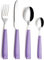 EXZACT Cutlery Set Coloured 16pcs Stainless Steel, Silverware with Coloured Handles Comfortable to Hold (Lilac x 16)