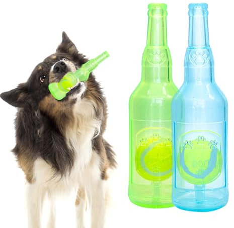 EliphonTowne 2 Pcs Squeaky Dog Toys - Ball in A Bottle Dog Toy, Indoor & Outdoor Interactive Pet Chew Toy, Bottle Shape Toys for Boredom, pet animalcage 0604