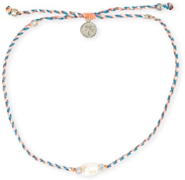 Pineapple Island Boho Braided Pearl Anklet, Unisex Coral Ankle Bracelet, Handmade Beach Jewellery, Festival Accessories, Adjustable Thin String Rope Anklet (Pink)