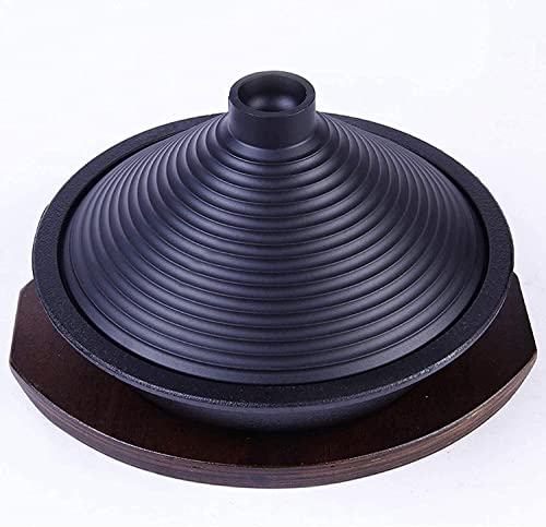 Marmite en céramique avec couvercles, grand tajine de cuisson, tajine de 28 cm avec base en fonte émaillée et couvercle en forme de cône pour différents styles de cuisson