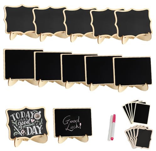 Bieiyhe 10 Pièces Mini Tableau Noir Avec Support Tableau Ardoise Mariage Ardoise Buffet Avec 2 Stylo Etiquette Ardoise Bois Ardoise Prix Petite Ardoise Craie Pancarte Nourriture pour Décoration
