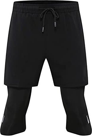 PODOLIXIA Herren 2 in 1 Shorts Fitness Sporthose Kurz Jogginghose Schnelltrocknende Laufhose mit Kompressionsshorts und Taschen Reißverschlussfach