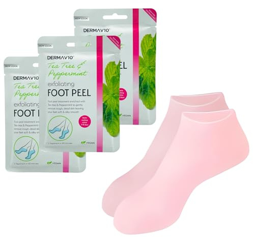 Foot Care Kit – 3X Foot Peel Mask & Moisturizing Silicone Socks for Dry Feet