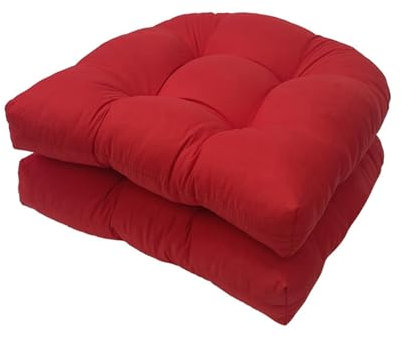 FYHTC 2 Stück Sitzkissen in 48x48cm, Bequeme Sitzkissen U-förmiges Kissen Sofa Rattan Stuhlkissen für Korbstuhl Sitz Terrassenmöbel Esszimmerstuhl Pad(Red)