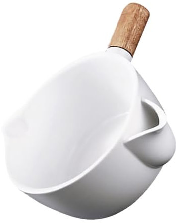 Filterschale fetten Bratenölabscheider Soße Trennkanne Ölabscheiderschaufel Kochfettabscheider Küchenölsieb kochgeschirr oil filter Suppenfilter oelfiler Küchenschüssel Bambus Weiß Amosfun