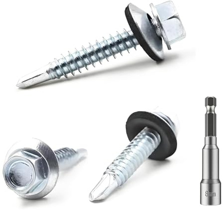 YIYIWANG 50 Stück Dachschrauben mit Gummidichtung Selbstbohrende Edelstahlschrauben Sechskantkopf für Metalldächer - Befestigung mit Innensechskant & Kohlenstoffstahl M4.8x38mm