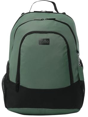 TOTTO - Mochila para Ordenador Portátil de 16 Pulgadas, Modelo Kuat L, Capacidad 28L, 3 Compartimentos, 2 Bolsillos Botella, Cómodas Correas Acolchadas y Ajustables, Color Verde y Negro