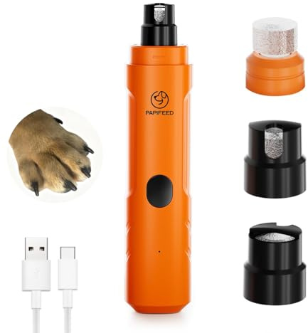 PAPIFFEED Broyeur à ongles pour chien amélioré avec 2 lumières LED, rechargeable à 3 vitesses et silencieux – Coupe-griffes électrique amélioré pour chiens et chats de petite, moyenne et grande taille
