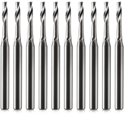 EU_HOZLY - Fresa de 3,175 mm, vástago único, ranura CNC, para mango de aluminio de 3,175 mm, longitud de corte de 12 mm, longitud total de 38 mm, fresadora CNC de aluminio, fresadora cnc, 10 unidades