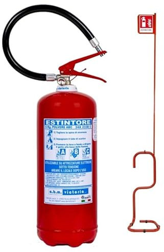 ESTINTORE A POLVERE KG 6 FORNITO DI PIANTANA PORTA ESTINTORE + PRIMO TAGLIADO DI CONTROLLO APPLICATO SULL'ESTINTORE STESSO AL MOMENTO DELL'ACQUISTO