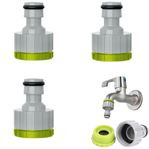 Heanvmyss Racor de Grifo Hembra 3/4 y 1/2 Pulgadas,3 Piezas Conectores de Grifo de Jardín,Conector Universal Manguera,2 en 1 Adaptador Grifo Cocina para Conectar Grifos Tuberías de Agua(Verde)