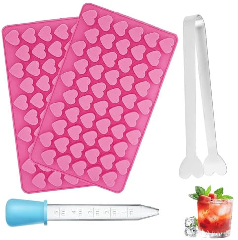 2 Pack Mini Ice Cube Trays, Ice Cube Moulds, 55-Cavity Jelly Moulds Ice Cube Baking Accessoire, Easy Release Silicone, for Drinks, Whiskey, Cocktails