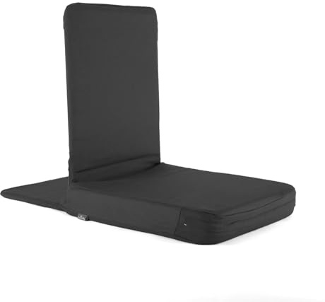 Bodhi Mandir Bodenstuhl XL | Meditationsstuhl mit dickem Sitzkissen | Komfortabler Bodensessel mit gepolsterter Rückenlehne | Waschbarer Bezug | Ideal für Freizeit, Yoga & Meditation (Anthrazit)