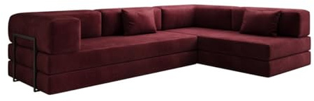 Luxusbetten24 Designer Sofa Lazy L in Samt Bordeaux Rechts