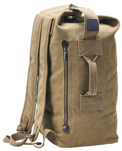 DAGLLGEW Mochila militar de lona, moderna y de gran capacidad, portátil, para viajes, con múltiples bolsillos, asa y cremallera lateral para acampar al aire libre.