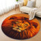 AevuCub Löwe Teppich Rund 60 cm Kurzflor - Waschbare Teppiche Wohnzimmer Tiere - Runder Teppich 60 cm Durchmesser Kinderzimmer - Bettvorleger Schlafzimmer rutschfest Weich