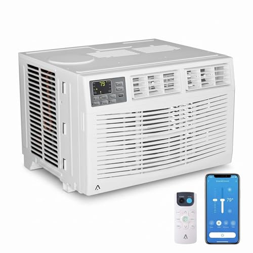 8000 BTU Window Air Conditioner, Cool Rooms up to 350 Square Metres, Intelligent Window AC Unit with Smartphone App or Remote Control, 3 Fan Modes