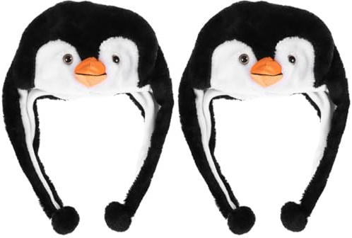 LRXIYODE 2 Stück Lustige Pinguin Mütze für Erwachsene Cartoon Pinguin Kopfschmuck für Partys Cosplay Fotoshootings Bequeme Leichte Ohren Mütze für Erwachsene
