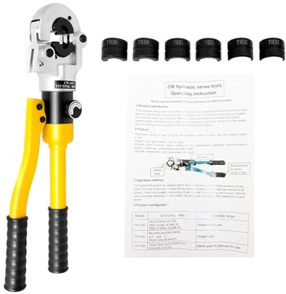 Fyssnn 8T - Pinza idraulica a tenuta stagna professionale, con testa girevole a 360°, pinza crimpatrice per tubo composito/alluminio/PEX/PB, con inserti a ganasce TH16, TH20, TH26, TH32