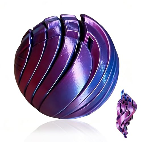 3D Printed Fidget Toy Adults, Gear Ball Whirling Wonder Fidget Toys, Gearsphere Cube Desktop Cool Gadgets Presents Gifts for Teenage Teens Office Desk Men (Purple, 2.36in)