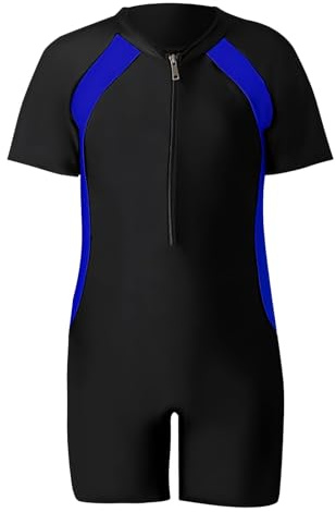 Okdance Swimming Costume for Boys Girls, One-Piece Kids Swimsuit Short Sleeve Swimming Costume for Summer Surfing Swimming Water Sports Boy Girl