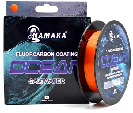 Namaka Ocean - Filo da Pesca Florocoated Monofilo Alta Resistenza, Basso Allungamento, Anti Abrasione, Invisibile in Acqua - 300 o 600mt - Saltwater, Surfcasting, Spinning, Barca, Egi - VARI COLORI