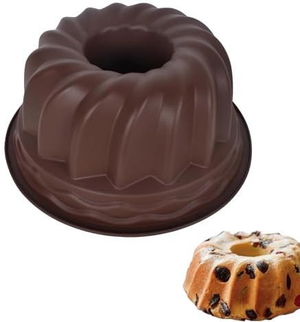 Gugelhupfform Silikon, Ø 24 cm Silikon Backform Antihaft Gugelhupf Backform Temperaturbeständig Kugelhupf Backform für Gugelhupf Marmor Rührkuchen Brot (Dunkelbraun)