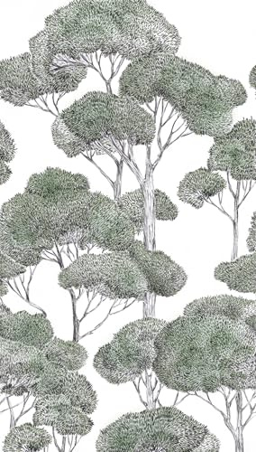 Livingwalls Wald-Fototapete – Grün, Schwarz – Wandbild XXL 1,59 x 2,80 m | Ruhiges Waldmotiv als Akzentwand – matte Vliestapete, ansatzfrei & spurlos abziehbar – für Wohnzimmer & Esszimmer