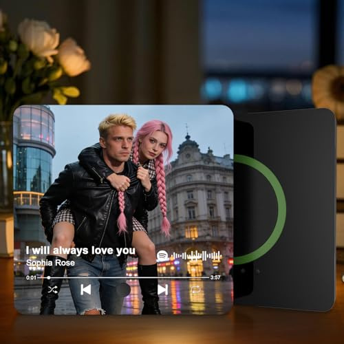 Spotify Style Music Fridge Magnet Personalised Photo Song Gift, Custom Musical Fridge Magnet, Magnetic Photo Frame for Couples Birthday Valentine UK (style-1)