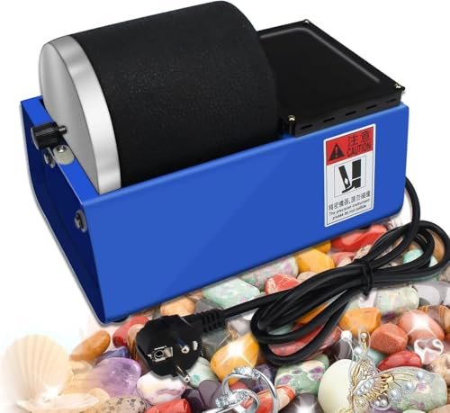Electric Rock Tumbler Machine with Leakproof Barrel and Silent Operation for Polishing Gemstones, Crystals, and Metals