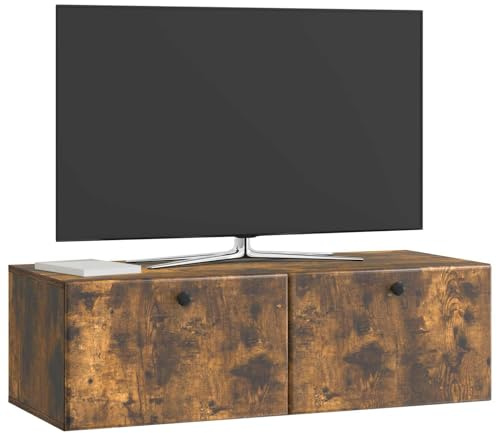 vidaXL Wandmontierter TV-Schrank 98 x 41 x 30 cm Geräucherte Eiche, Wohnzimmeraufbewahrung, moderner Schrank, Wand-TV-Ständer, rechteckiges Design, viel Platz, praktische Möbel