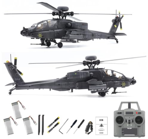 NULA RC-ERA C170 AH-64D RC Elicottero 1:48 Flybarless Aereo Militare, 2,4G 6CH Con Posizionamento Optical Flow, Motore Brushless di Mantenimento dell'Altitudine, Volo Invertito - Grigio Scuro/3