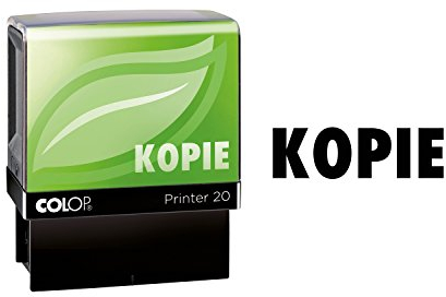 COLOP Textstempel Printer 20 Green Line mit Text Kopie, nachhaltig aus überwiegend recyceltem Kunststoff produziert, 14,10 x 8,30 x 6,40 cm