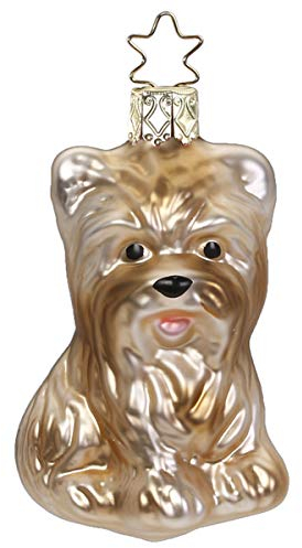 Inge-glas - Christbaumschmuck, Baumschmuck - Hund Yorkshire Terrier - Größe: 7,5 cm - Glas mundgeblasen