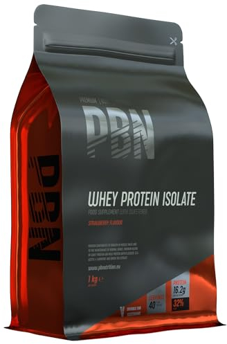 PBN - Premium Body Nutrition - Protéines en poudre à base d'isolat de lactosérum (Whey-ISOLAT), goût fraise, 33 doses, 1 kg