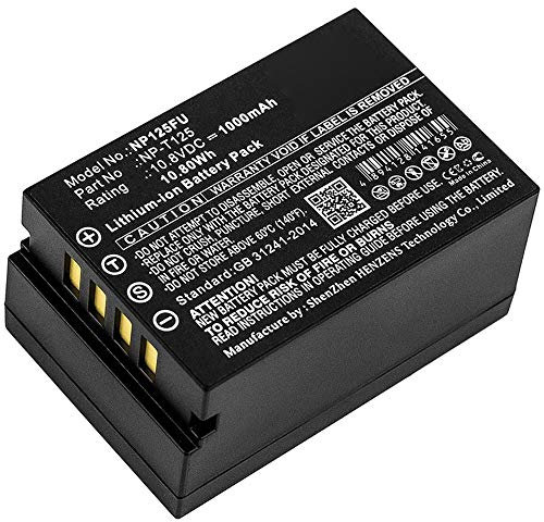 subtel, Batterie pour Caméra, Compatible avec Fuji Fujifilm GFX 50S, NP-T125, 100, GFX100, 50R (10.8V, 1000mAh)