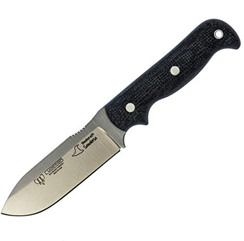 Cuchillo Cudeman 181-T SANABRIA BUSHCRAFT de un duende de negro hoja de acero ACX-380 de 9 cm empuñadura de yute negra de 10 cm funda de cuero para Caza, Pesca, Supervivencia y Bushcraft