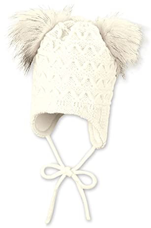 Sterntaler MÄDCHEN Strickmütze mit Zwei Pompons Mütze, Ecru, 47