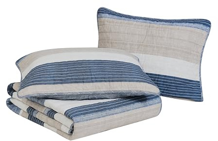 Nautica - Queen Quilt Set, Soft & Breathable Cotton Bedding with Medium Weight Feel, Reversible 3 Piece Bed Set with Matching Pillowcases (Ridgeport Denim)