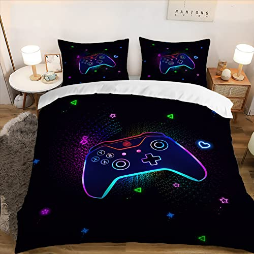 HOTRCR Gamepad Bettbezug-Set Junge Gamer Bettwäsche-Set Teenager Kinder Schlafzimmer Dekor Moderne Gamecontroller-Bettwäsche,bettwäsche 135*200cm,DCL77a