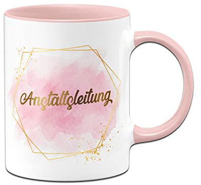 Tassenbrennerei Original Tasse mit Spruch Anstaltsleitung - Lady Boss Edition im Gold Design - Kaffeetasse lustig für Kollegin, Kollegen oder Chefin (Rosa)