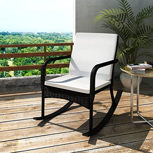 INLIFE Garten-Schaukelstuhl Schwarz Poly Rattan-2493