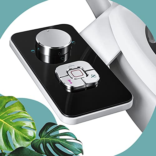 Vantency Ultra-Slim Bidet Attachment for Toilet UK, Non-Electric Fresh Water Bidet Toilet Seat Attachment, Self-Cleaning Dual Nozzles Frontal & Rear Wash, Adjustable Water Pressure (Black)