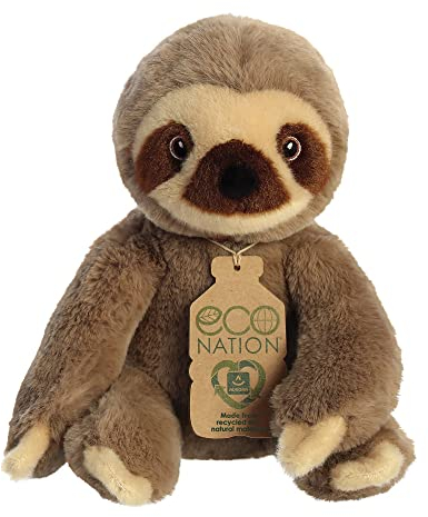 Aurora, 35003, Eco Nation Faultier, 24cm Eco-Friendly Plüschtier, Braun