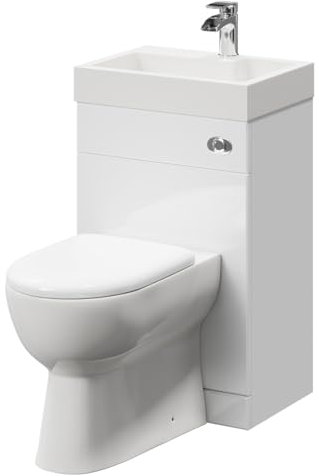 Wholesale Domestic Gemelli Gloss White 500mm 2 in 1 Combination Toilet and Basin Suite with Soft Close Toilet Seat