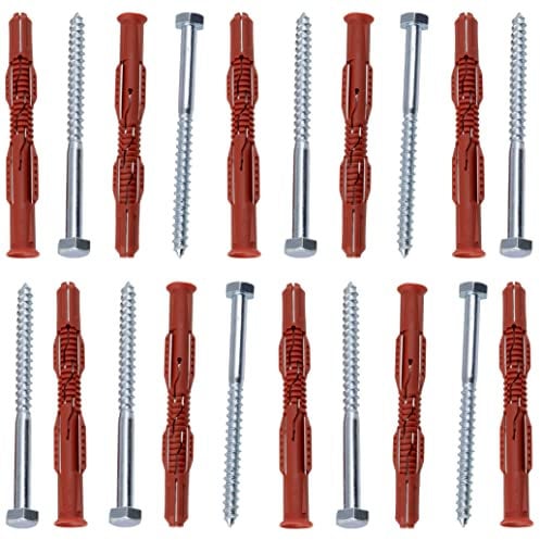AERZETIX - C65001 - Set di 10 tasselli 10x100mm per mattoni forati/cemento cellulare + 10 viti Ø7x100mm a testa esagonale - in nylon/metallo - fissaggio materiali cavi lavoro costruzione perforazione