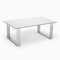 janEven LeedLine Premium Sofatisch Made in Germany – Design Wohnzimmertisch modern mit Edelstahl Kufen, Couchtisch eckig, Wohnzimmer Tisch groß, handgefertigt (Weiß, 70 x 115 cm)