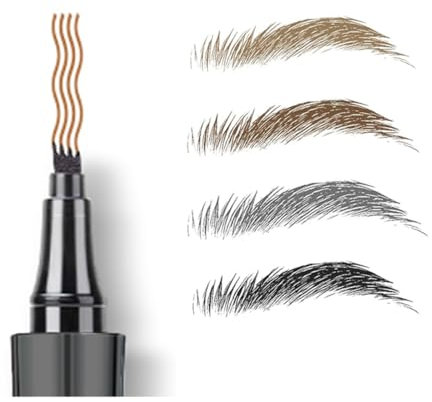 Flüssig Microblading Effekt Augenbrauenstift, vierzackige Spitze Liquid Hair-like Strokes Eyebrow Pigment Tint, Augenbrauen Tattoo Pen von Linble (#04 Schwarz)