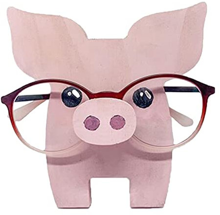 Simpatico Porta Occhiali per Animali Creativi, Porta Occhiali per Animali Domestici, Espositore Porta Occhiali in Legno, Espositore per Occhiali da Sole per Accessori per la Decorazione(maialino)